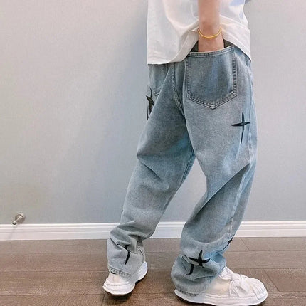 Jeans Men Wide Leg Cargo Pants Streetwear Baggy Men Korean Fashion Loose Straight Male Clothing Y2K Hip Hop Style Male Trousers PlatiNum