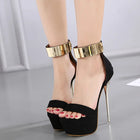 2026 Fashion Designer Metal Ankle Strap Women 16CM Heels Platform Sandals Shoes Female High Heels Sexy Party Dance Ladies Shoes PlatiNum