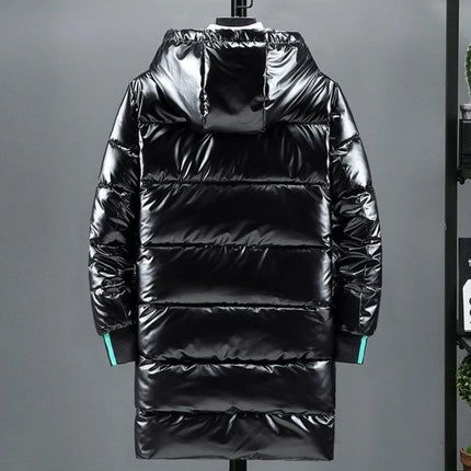 Breathable Down Filled Coat for Men Waterproof Glossy Surface Korean Trendy Winterwear with Reinforced Stitching