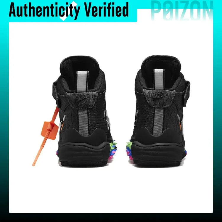 OFF-WHITE X Nike Air Force 1 Skate Shoes Unisex Mid-top Black/Gray/Orange/Pink DO6290-001