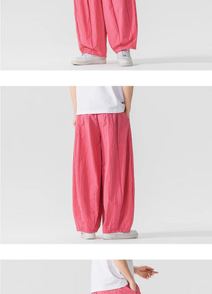 Pantaloni Uomo Nuova Estate Pantaloni larghi leggeri e sottili in vita elastica Sport all'aria aperta maschili Pantaloni larghi casual oversize da uomo Streetwear