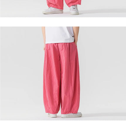 Pantaloni Uomo Nuova Estate Pantaloni larghi leggeri e sottili in vita elastica Sport all'aria aperta maschili Pantaloni larghi casual oversize da uomo Streetwear