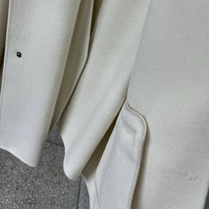 Scarf Collar 100%Wool Coat Women, Korean Fashion Elegant Outerwear, Loose Autumn Winter Jacket