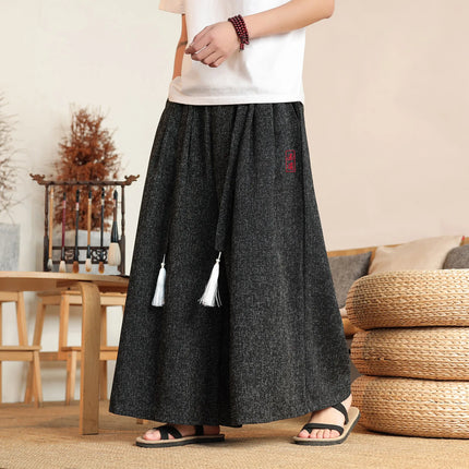 Pantaloni Kimono da Uomo Stile Giapponese Oversize Comodi Pantaloni da Bagno Uomo Samurai Giapponese Harajuku Casual Larghi Yukata Pantaloni a Gamba Larga