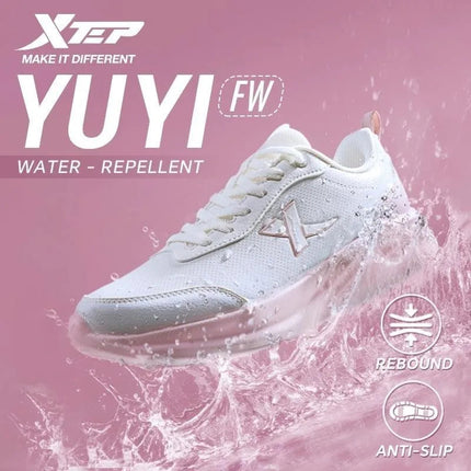 Xtep Running Shoe for Women Support Yu Yi Fw Cushioning Shock WaterProof Stability Durability Breathable Sneakers 875418110055 PlatiNum