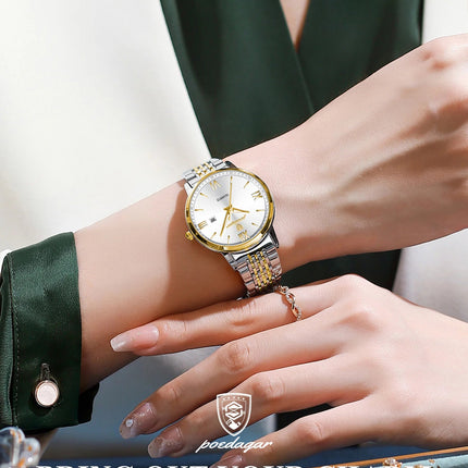 POEDAGAR Orologio da Donna Raffinato Impermeabile Luminoso con Data, Orologio da Polso Femminile di Alta Qualità in Acciaio Inossidabile, Elegante Orologio al Quarzo per Donne platinumshop