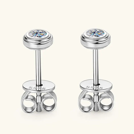 IOGOU D0.10CT Moissanite Diamond Round Stud Earrings 925 Sterling Silver Original Fine Jewelry for Women Girls Anniversary Gifts PlatiNum