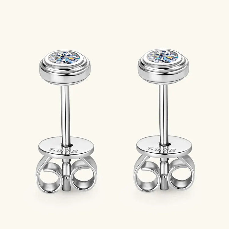 IOGOU D0.10CT Moissanite Diamond Round Stud Earrings 925 Sterling Silver Original Fine Jewelry for Women Girls Anniversary Gifts PlatiNum