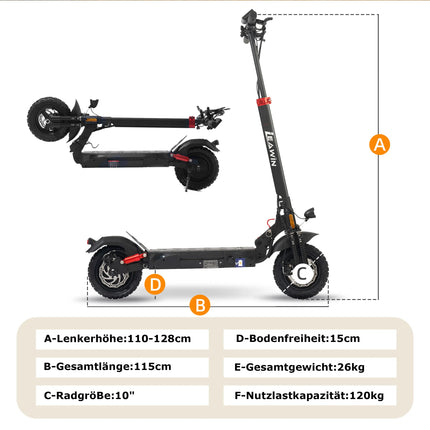 Monopattino elettrico per adulti T4 500W 48V 12.5AH, velocità massima 20KM/H, monopattino sportivo da 10 pollici, autonomia 40-45 km