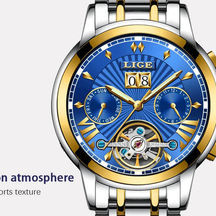 Orologi da Polso Meccanici Automatici LIGE 2026 per Uomo, Marca di Lusso, Orologio da Uomo con Tourbillon, Moda Business, Impermeabile platinumshop