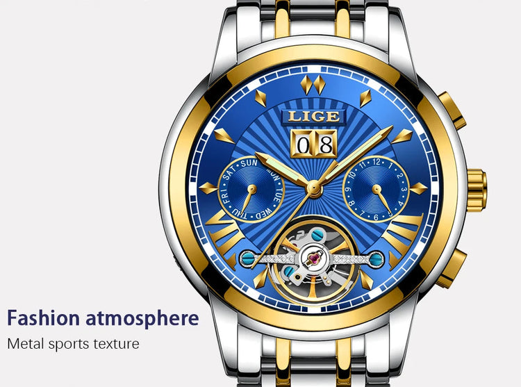 Orologi da Polso Meccanici Automatici LIGE 2026 per Uomo, Marca di Lusso, Orologio da Uomo con Tourbillon, Moda Business, Impermeabile platinumshop