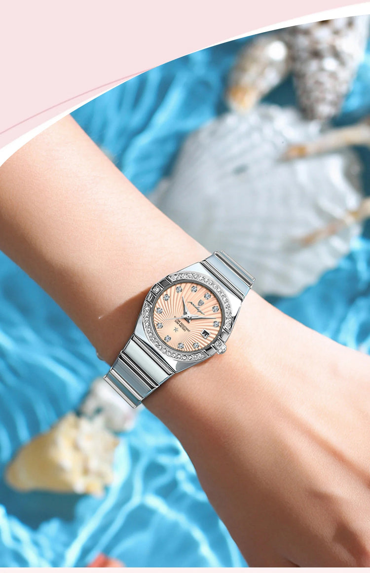 Orologio da donna POEDAGAR, raffinato, impermeabile, luminoso, con datario, in acciaio inossidabile, elegante orologio da polso al quarzo per donna. platinumshop