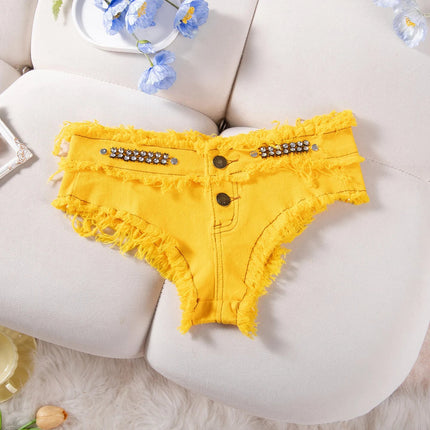 Womens Low Waist Denim Jeans Shorts Hottie Sexy Nightclub Mini Shorts Pants Jeans Slim Young Ladies White Pole Dance Hotpants PlatiNum