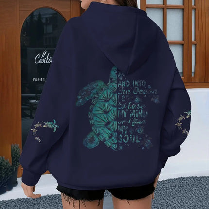 Turtle Vintage Hoodies "And Into The Ocean I Go" Women Men Turtle Lovers Gifts Sweatshirts Spring Lonng Sleeve Animal Hoodie