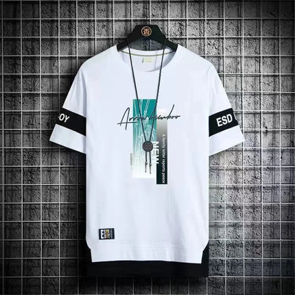 2025 New Men's T-shirt Korean Fashion Summer Short Sleeve Print Men's T-shirt Casual Harajuku Men's Clothing Graphic Men's T-shirt