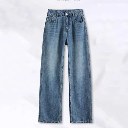 Jeans da donna in seta ghiaccio, nuovi, estivi 2026, in denim sottile e morbido, a gamba dritta e larga, modello baggy, versatili, blu ﻿