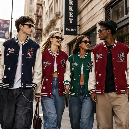 Veidoorn Street Fashion Baseball Jacket Unisex Casual Loose Baseball Coat Men Outdoor Streetwear Sport Er Jacket Daily Wear