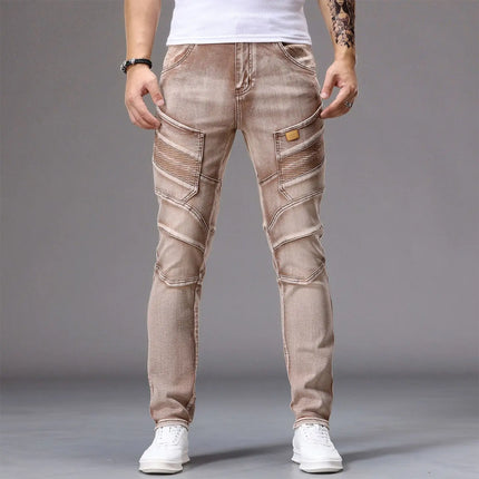 Men's Casual Jeans Vintage Straight Leg Elastic Slim Fit Autumn Winter Sweatpants Trousers Skinny Y2k Jeans Men's Cargo Pants
