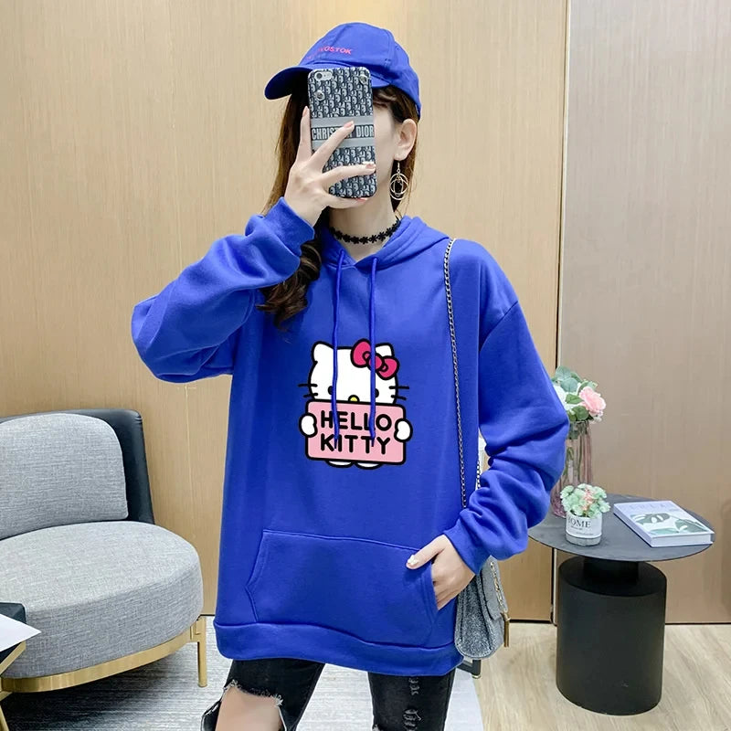 Japanese Anime Sanrio Kuromi Cute Women's Hoodie Student Y2K Sweatshirt Spring and Autumn Outdoor Sports and Leisure Pullover
