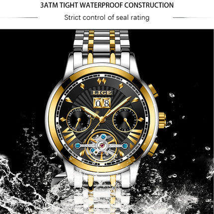 Orologi da Polso Meccanici Automatici LIGE 2026 per Uomo, Marca di Lusso, Orologio da Uomo con Tourbillon, Moda Business, Impermeabile platinumshop