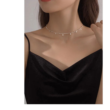 925 Sterling Silver Neck Chain Tassels Round Necklaces Women Jewelry Exquisite Elegant Aesthetic Charms Accessories Argent 925 PlatiNum