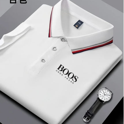 New men's short-sleeved embroidered polo shirt, casual and elegant, fashionable, breathable, comfortable, and versatile.