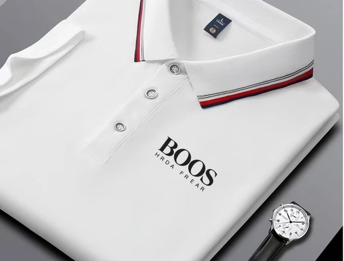 New men's short-sleeved embroidered polo shirt, casual and elegant, fashionable, breathable, comfortable, and versatile.