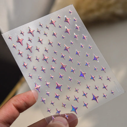 Punk Glitter Powder Blue Pink Star Charm Laser Silver Gold Starlight Rhinestones Moon DIY Nail Art Stickers Manicure Tool Decals