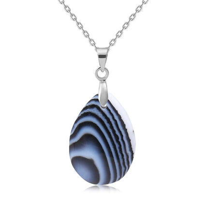 New Fashion Natural Stone Crystal Pendant Teardrop Simple Pendant Necklace Earrings Making Jewelry With Chain collar PlatiNum
