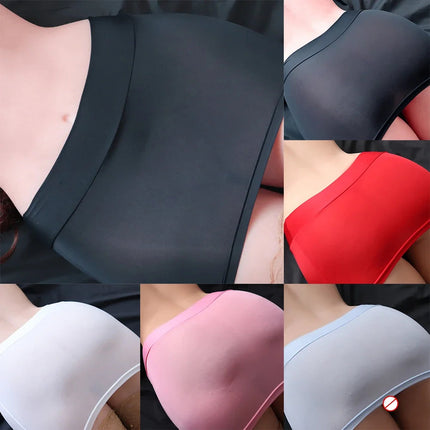 Summer Women Ice Silk Sheer Sexy Mini Tube Skirt Sexy Translucent Nightclub Party Clubwear Short Skirts Elastic Female Clothing PlatiNum