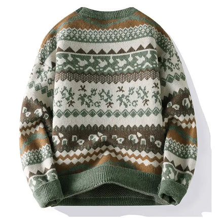2026 Christmas Sweater Reindeer Pattern Long Sleeve Crew Neck Xmas Holiday Pullover Knitwear Sweater Man Jumper Pullove