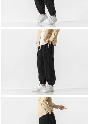 Pantaloni da uomo caldi di vendita autunno stile cinese pantaloni larghi larghi vintage moda uomo pantaloni lanterna con coulisse Harajuku solidi