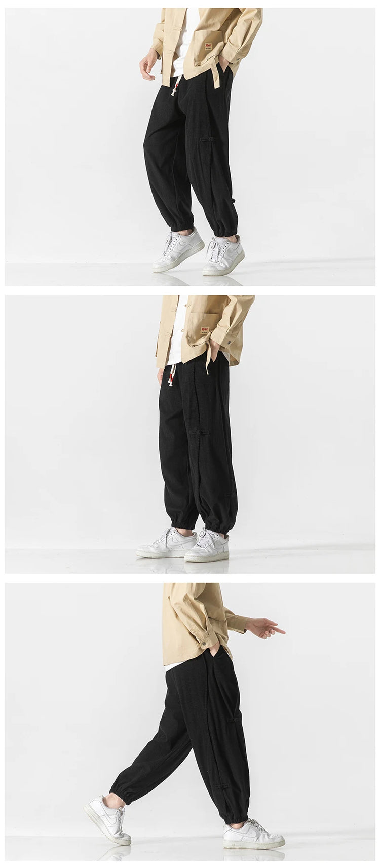 Pantaloni da uomo caldi di vendita autunno stile cinese pantaloni larghi larghi vintage moda uomo pantaloni lanterna con coulisse Harajuku solidi