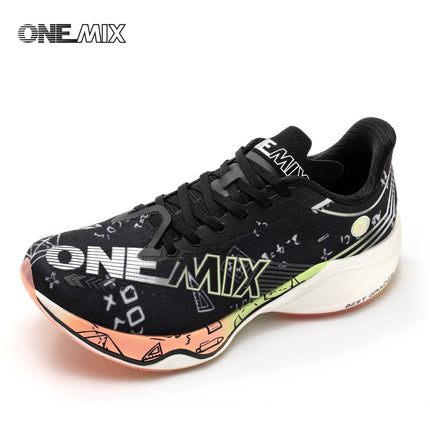 Scarpe da Corsa ONEMIX Marathon con Piastra in Carbonio, Supporto Professionale Stabile, Ammortizzazione, Ultra-leggere e Reattive per Uomo PlatiNum
