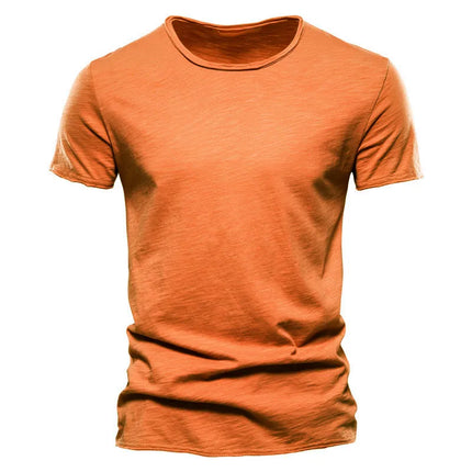 Men's 100% Cotton Branded Quality T-shirt V-Neck Fashion Design Slim Fit Solid Men's T-shirt Top Tees Short Sleeve T-shirt for Men