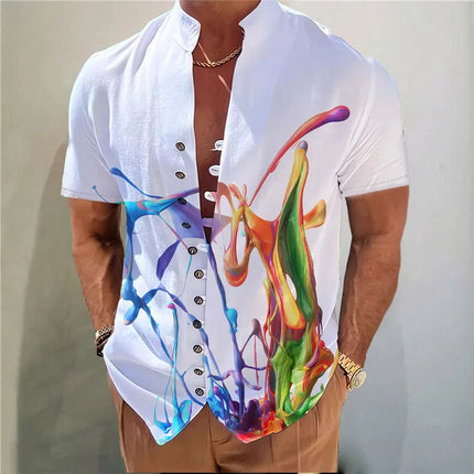 Men's Shirts New Printed Button-Down Shirt Fashion Collar Loose Fit Men's Shirts Casual Streetwear Comfortable