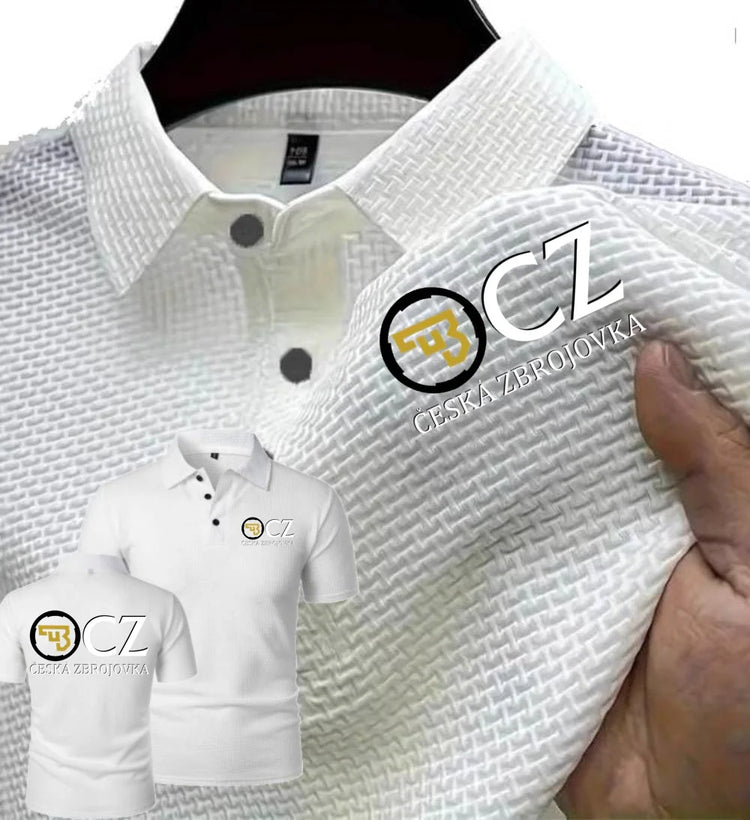 Estate Nuovi Uomini POLO T-Shirt CZ Ceska Zbrojovka Armi da fuoco High End Maglia di seta del ghiaccio da uomo a maniche corte Top Colletto della camicia