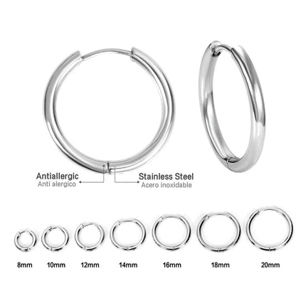 1 Pair Stainless Steel Hoop Earrings Women Men Gold Color Small Earrings Girl Jewelry Pendientes Mujer Aretes Cartilage Piercing PlatiNum