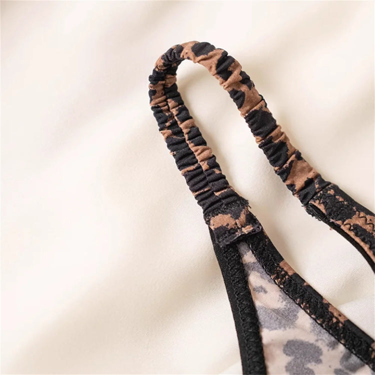 2026 Wrinkle Elastic Strap Sexy Thong Women's Leopard High Slit Ice Silk T-back Underwear Crotch Cotton G-strings Plus Size