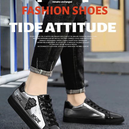 Men Casual Shoes Patent Leather Flats Skate Men Cool Driving Shoes Male Walking Shoes Sneakers Dress Trend the Latest Leisure
