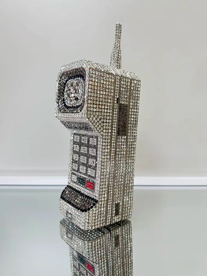 XIYUAN 2025 Cristalli a forma di cellulare Borse da sera Donna Splendidi strass bling Pochette Borse di classe Borsa per festa di nozze