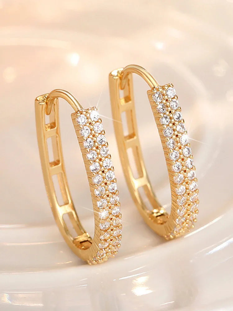925 Sterling Silver Luxury Full Paved CZ Hoop Earrings for Women Simple Elegant Wedding Party Daily Wear Fashion Jewelry Gifts PlatiNum