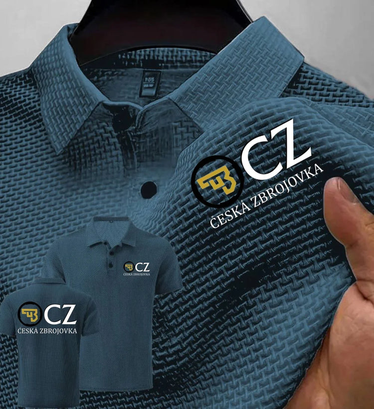 Estate Nuovi Uomini POLO T-Shirt CZ Ceska Zbrojovka Armi da fuoco High End Maglia di seta del ghiaccio da uomo a maniche corte Top Colletto della camicia