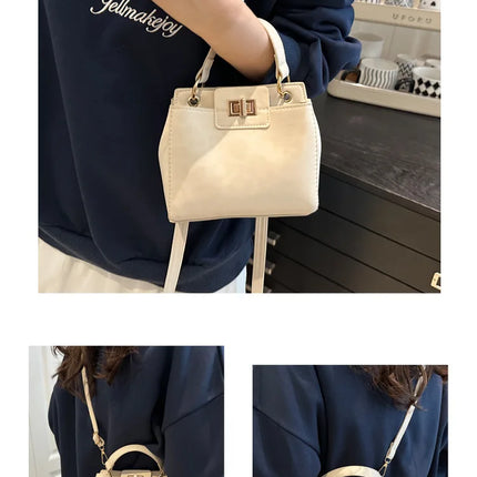 Elegante Mini Borsa a Tracolla con Manico Superiore, Chiusura Dorata, Versatile Borsa in Finta Pelle Scamosciata e Pelle per Uso Quotidiano Femminile