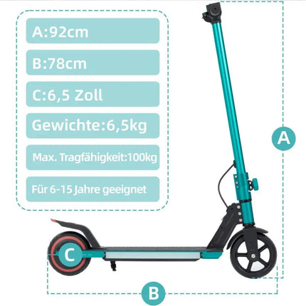 Monopattino Pieghevole da 6.5'' per Bambini dai 6 ai 12 Anni, 60Wh, Autonomia 5-8km, Velocità 14km/h, Capacità di Carico 50kg, con Freno EBS e a Pedale