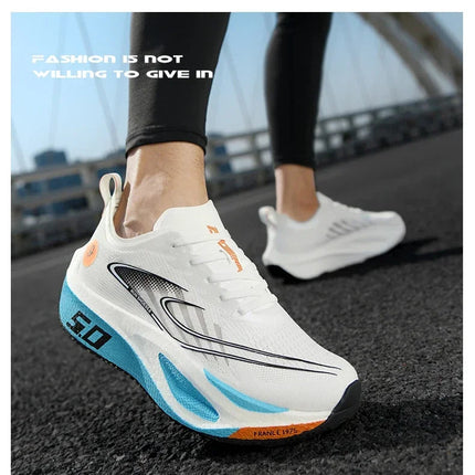 Unisex 2025 Full Carbon Plate Running Shoes Professional Marathon Racing Lightweight Bounce Cushion Breathable Sports Sneakers PlatiNum