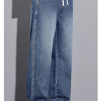 Abbigliamento da uomo Pantaloni a gamba larga Jeans larghi Streetwear Pantaloni in denim moda dritti Y2k Pantaloni da uomo in vita elastica lavati vintage