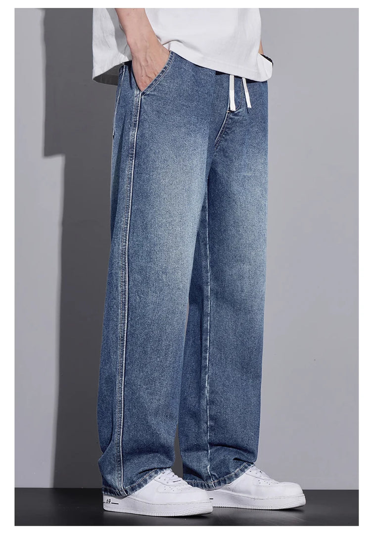 Abbigliamento da uomo Pantaloni a gamba larga Jeans larghi Streetwear Pantaloni in denim moda dritti
