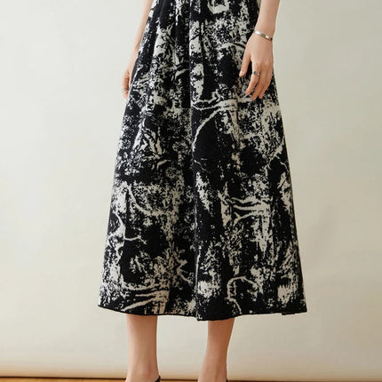 New 100% Pure Cashmere Half Skirt Women's Autumn Winter Mid-calf Knitted Full Skirt A-line High Waist Dress Retro Chinese Style PlatiNum