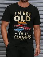 T-shirt da uomo a maniche corte girocollo con motivo grafico a lettere, stile casual 